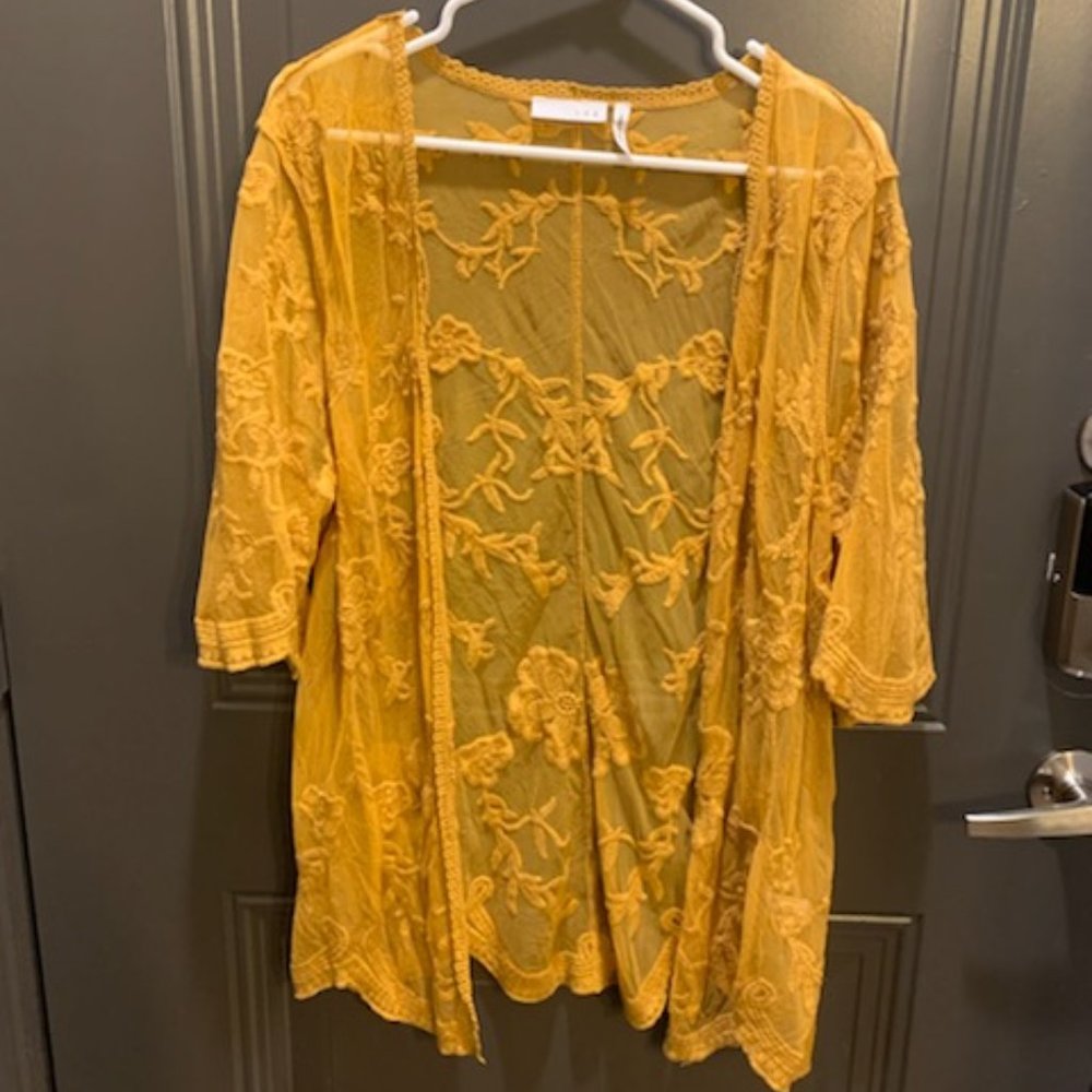 LUQ gold embroidered kimono, size small